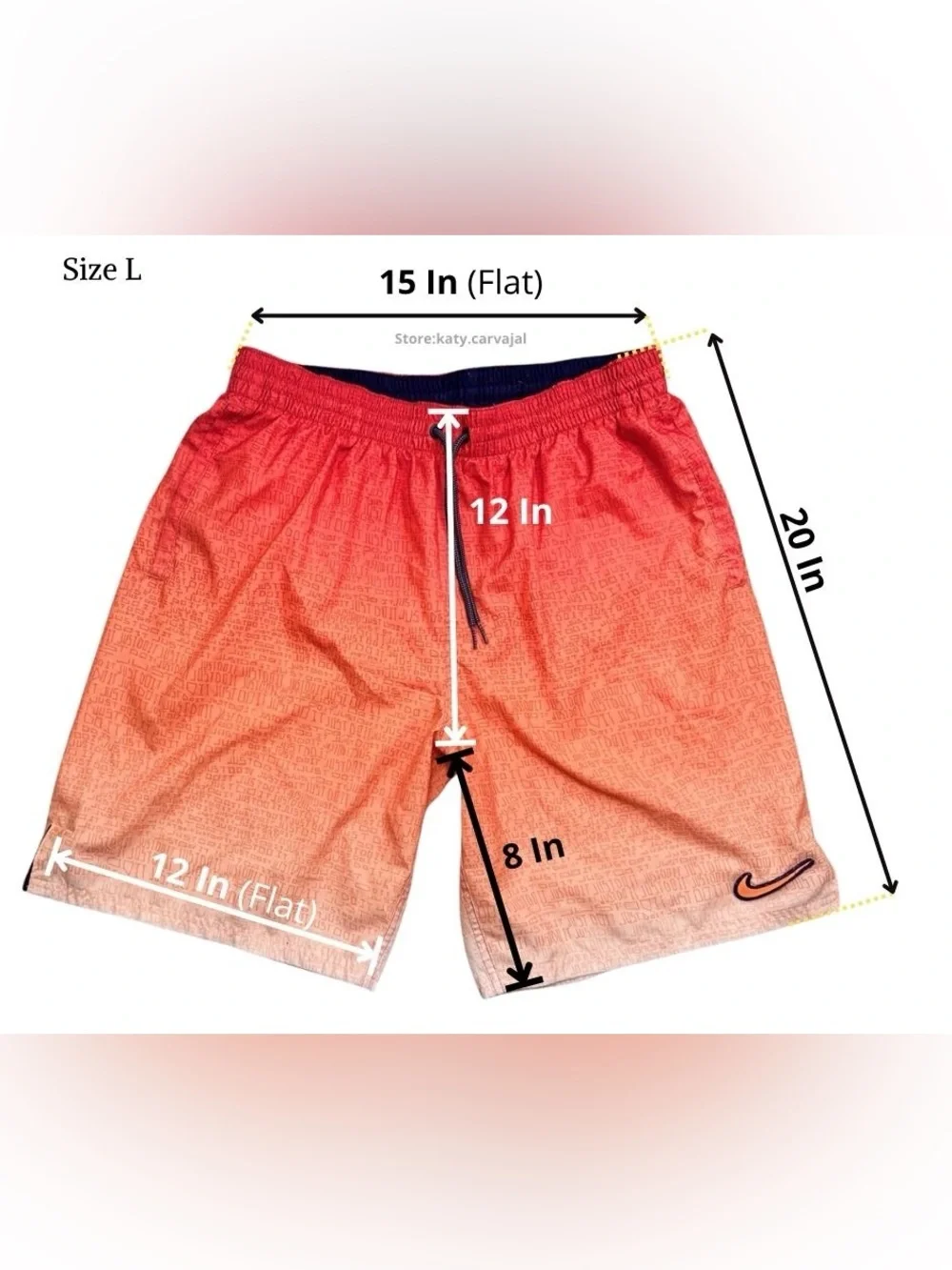 Nike Men’s Large Gradient Just Do It Swim Trunks Mesh Lined Shorts